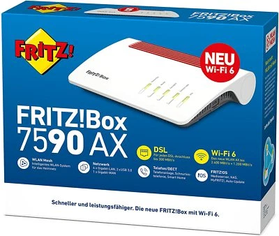 AVM FritzBox WLAN Router Fritz!Box 7590 AX v2 2.533 MBit/s 2,4/5 GHz ohne ISDN! - Bild 1 von 4