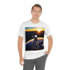 Out of This World: Astronaut Admiring Sunrise on Earth T-Shirt Design!