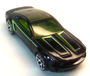2008 Hot Wheels Ford Mustang GT Concept-Black w/White & Green lines - Y5 Wheels - Picture 1 of 10