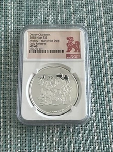2018 Niue $2 Disney Characters Mickey Year of The Dog 1oz Silver NGC MS69 - Picture 1 of 9