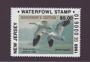 NJ   1989   New Jersey  State Duck Stamp   Governor Edition     DSS - Picture 1 of 1