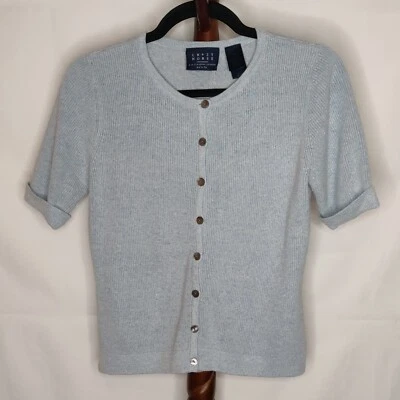 Crazy Horse women's size PM sweater light blue crew neck button up short sleeves - Image 1 of 4