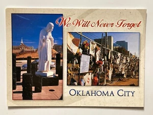 Oklahoma City Murrah Building "And Jesus Wept" Memorial Statue & Fence Postcard - Picture 1 of 2