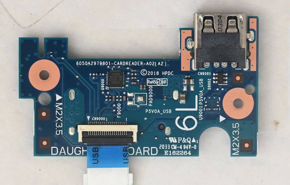 HP 17-BS 17-AK Placa lector de tarjetas/USB de un solo puerto con cable P/N: 6050A2979801 Foto 1 de 1