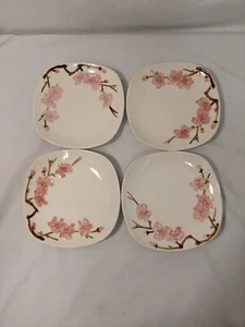 4 Metlox Dessert Plates 6" Poppytrail Peach Blossom USA 1950's Set PINK FLOWERS - Picture 1 of 5