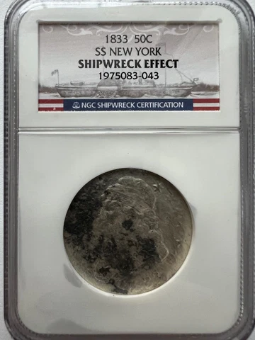 SS NEW YORK 1833 SHIPWRECK EFFECT CAPPED BUST HALF DOLLAR  SUNKEN TREASURE COIN Cover
