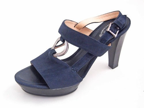 TOD’S Tod's Tacco Alto Plateau Sandali Blu Camoscio Donna Scarpa Taglia Eu 38.5 US 8.5