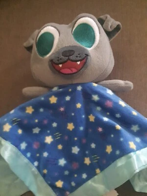 Manta de seguridad de bingo de felpa gris satinado Lovey Disney cachorro perro amigos usada  Foto 1 de 4