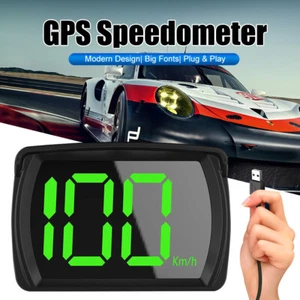 Car HUD Head Up Display KM/H MPH Digital GPS Speedometer OverSpeed Warning Alarm - Picture 1 of 24