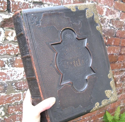 1850 King James Holy Bible- John Brown Leather Brass Clasp Family Register 5.5kg - Image 1 of 4