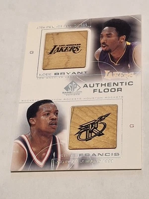 2001 UD SP GAME FLOOR KOBE BRYANT STEVE FRANCIS GAME USED C26 LAKERS ROCKETS - Image 1 of 2