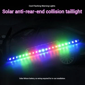 Solar Powered Car LED Warning Strobe Light,No Wiring,Anti-Tailgate,Universal Fit - Picture 1 of 23