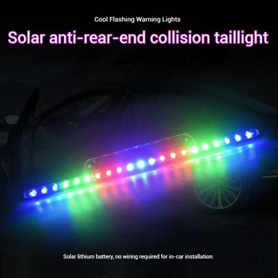 Solar Powered Car LED Warning Strobe Light,No Wiring,Anti-Tailgate,Universal Fit - Image 1 of 4