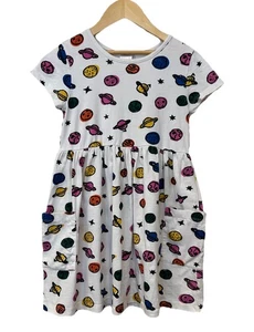 Hanna Andersson Print Pocket Dress Girls 130 cm US 8 Planets Astronaut STEM - Picture 1 of 6