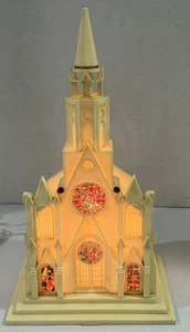 50's Raylite Electric Lighted Musical Church Cathedral Christmas Silent Night - Picture 1 of 5