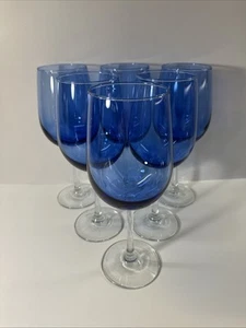 "Juego de 6 copas grandes de vino/agua azul cobalto vástago transparente 16 OZ 9"" de alto" - Imagen 1 de 9