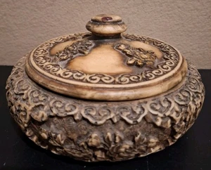 VINTAGE HANDGESCHNITZTE DECKELSCHALE AUS HOLZ - Bild 1 von 5