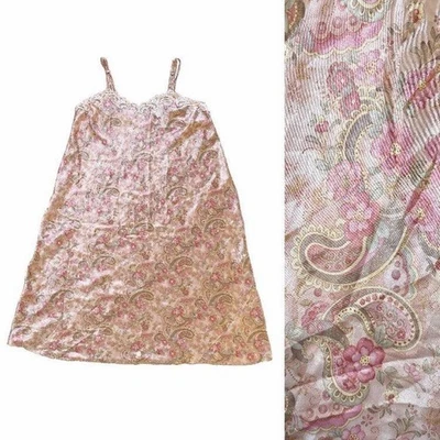 CABERNET 睡衣花卉佩斯利缎面懒人连衣裙睡衣 3X 粉红色全长 — 第 1/4 张图片