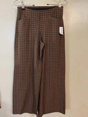 Old Navy Black and Brown Plaid Fall Pull On Pixie Pants Wide Leg Crop XSP NWT - Image 1 of 4