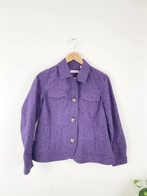 Coldwater Creek 14P Purple Floral Long Sleeve Jacket Women’s 14 Petite  - Image 1 of 4