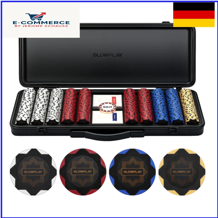 SLOWPLAY Nash Pokerset, 500 Poker Chips ohne Werte | Profi pokerchips aus Ton - Bild 1 von 4