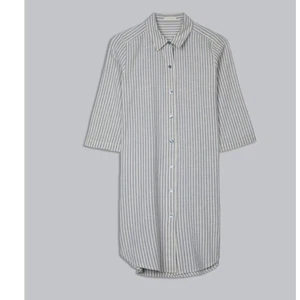 Eileen Fisher Shirt Dress Classic Collar Chambray Stripe Hemp Cotton Small - Picture 1 of 5