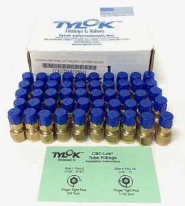 (Box of 50 pcs)  1/4 Tube x 1/8 MNPT Brass Compression Fitting Tylok B-4-DMC-2 - Picture 1 of 3