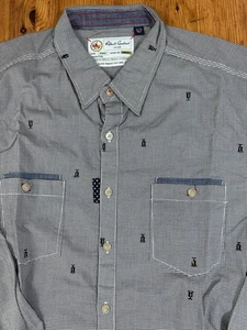 Robert Graham Jeans Button Up Shirt Blue Plaid Long Sleeve Men XL *stain - Picture 1 of 20