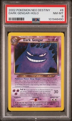 2002 Pokemon Neo Destiny Dark Gengar #6 PSA 8 Holo Swirl!!  - Image 1 of 2