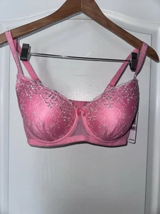 NEU MIT ETIKETT Jezebel rosa/weiß Blumen Overlay gepolsterter BH 38D verstellbar Bügel - Bild 1 von 12