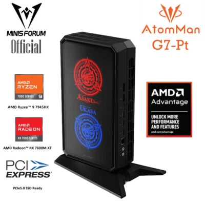AtomMan G7 Pt Mini PC Gaming AMD Ryzen 9 7945HX Radeon RX 7600M XT GPU Barebone - Image 1 of 4