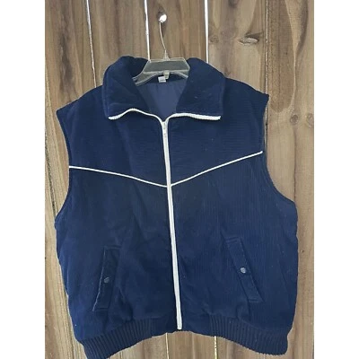 Vintage 70s FINGERHUT CORDUROY PUFFER Vest XL Convertible Collar - Image 1 of 4