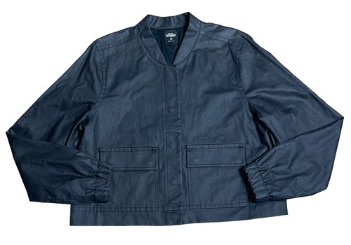 Bomber corto KATE SPADE misto lino nero con bottoni a scatto taglia large