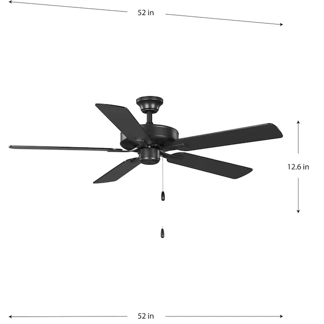 Progress Lighting AirPro Builder Fan 52 in. Matte Black Ceiling Fan - Image 1 of 4