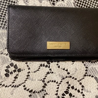 Henri Bendel Black Leather I Phone Case Wallet Card Holder - Image 1 of 4