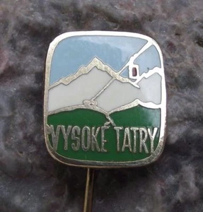 Antique High Tatra Mountains Vysoke Tatry Cable Car Climbers Tourist Pin Badge - Picture 1 of 6