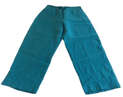 Pantalones al Tobillo BRYN WALKER M Turquesa Lino Pierna Ancha Medianos Foto 1 de 4