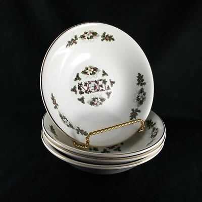 Wood and Sons "Noel" Smooth Edge 6-1/2" Cereal Bowls Set Of 4 Made in England - Image 1 of 4