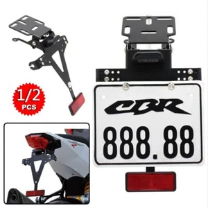 12V Motorrad Kennzeichenhalter mit LED Rücklicht Beleuchtung Nummernschildhalter - Bild 1 von 24