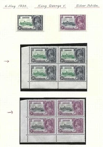 UK GB GIBRALTAR 1935 SILVER JUBILEE S.G. 114-117, 114A-117A IN CORNER BLOCKS - Picture 1 of 3