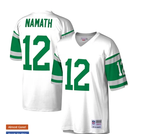 Men's "New York Jets" "Joe Namath "Mitchell & Ness White Retired Player Cover