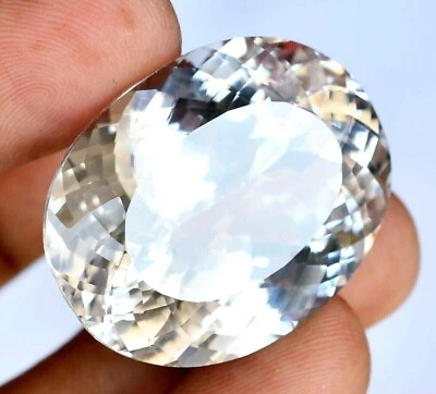 125 Ct Natural White Sapphire Oval Cut Certified Faceted Loose Gemstone - Image 1 of 4
