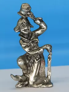 2.75" Vintage Gentleman Circus Clown Tipping Hat Silver Cast Metal Figurine - Picture 1 of 7