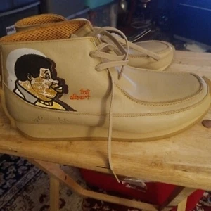 EXTREMELY RARE Platinum FUBU Fat Albert Beige Leather Vintage Shoes-Mens sz 9 - Picture 1 of 11