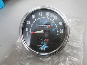 NOS Harley Davidson OEM Nippon Seiki 85 MPH 130 KMH Speedometer FL FLH 67004-80 - Picture 1 of 8