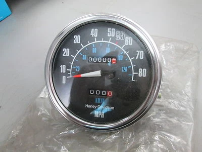 NOS Harley Davidson OEM Nippon Seiki 85 MPH 130 KMH Speedometer FL FLH 67004-80 - Image 1 of 4