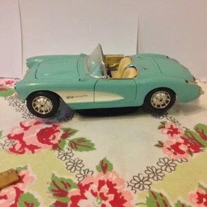 Burago 1957 Chevrolet Corvette Model Car Blue Metal Diecast Made in Italy - Picture 1 of 5