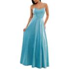 City Studio Womens Blue Mesh Back Glitter Evening Dress Gown Juniors 5 BHFO 6394