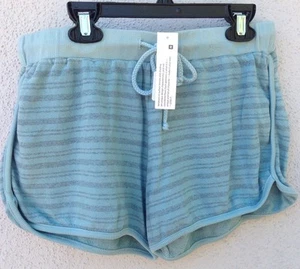 Pantaloncini corti 100% cotone a righe blu grigio marca LA 65 nuovi con etichette - Foto 1 di 2