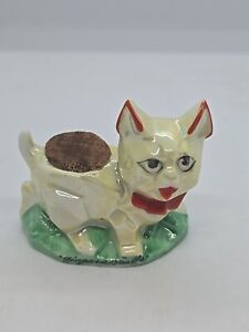 Vintage Lusterware Kitty Cat Maybe Dog Pin Cushion Japan "Niagara Falls" Souveni